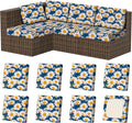 8Pcs Stretch Patio Cushion Covers, Outdoor Couch & Sofa Replacement Slipcovers for Patio Furniture Cushion Covers, Washable Reusable Furniture Protector