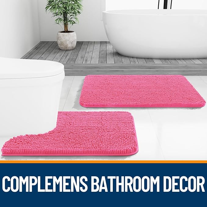 OLANLY Bathroom Rugs 40x32, Extra Soft Absorbent Chenille Bath Rugs, Rubber - Image 7
