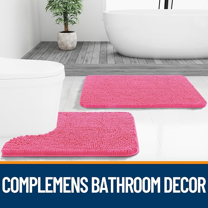 OLANLY Bathroom Rugs 24x16, Extra Soft Absorbent Chenille Bath Rugs, Rubber - Image 7