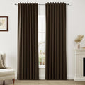 Guken 100% Blackout Curtains 84 Inch Length 2 Panels Set for Living Room Bedroom Back Tab Thermal Insulated Black Out Linen Drapes Room Darkening Chocolate,52x84