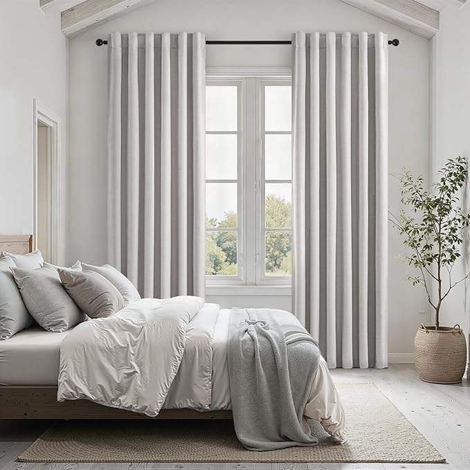 Topfinel 100% Blackout Curtains 96 Inches Long for Bedroom Heavy Thermal Modern Grey Curtains for Living Room Track System Window Treatments Room Darkening Drapes 8 Ft (40Wx96L 2 Panels)