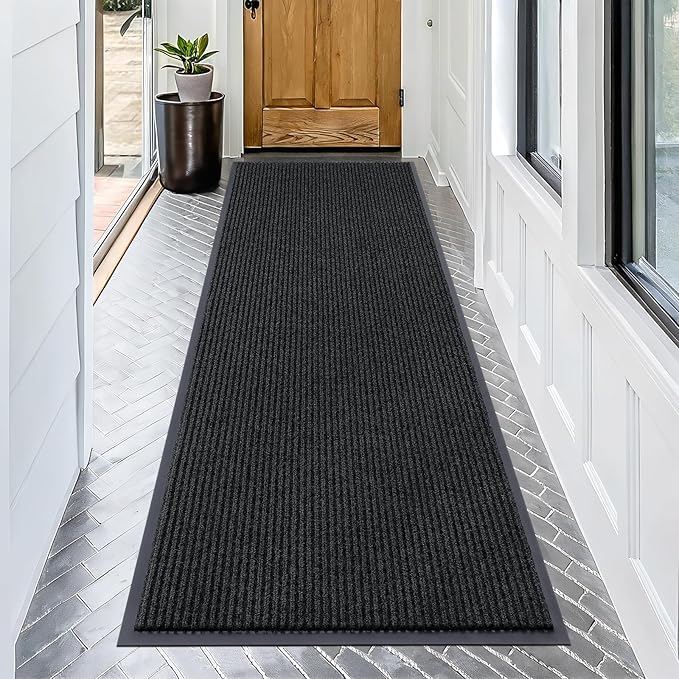 OLANLY Front Door Mat Indoor Outdoor Entrance, Waterproof Heavy Duty Doormat, Fade Resistant, Low Profile, Easy Clean Patio Porch Welcome Floor Mats for Entry, 71x30, Black