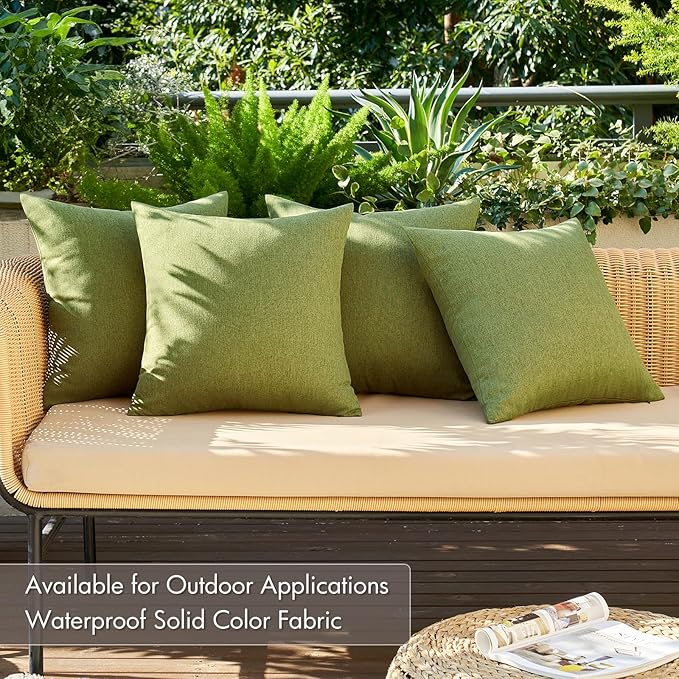 MIULEE Pack of 4 Decorative Throw Pillow Covers Linen Waterproof Pillow Covers Farmhouse Cushion Cases for Outdoor Patio Garden Tent Balcony Couch Sofa18x18 inch Green