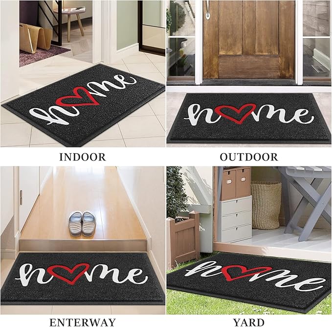 BeneathYourFeet Door Mat, Welcome Mat Low Profile Floor Mat Front Doormat Indoor and Outdoor Doormat Non Slip Rugs for Entryway, Patio, High Traffic Areas (36"x24", Black-Home)