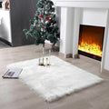 linmopm Faux Fur Rug Sheepskin Shag Fluffy Fuzzy White 3x4 ft Rugs for Bedroom Bedside Bed Floor Living Room Plush Rectangle High-Density Cushion Carpet Super Sofa Cover