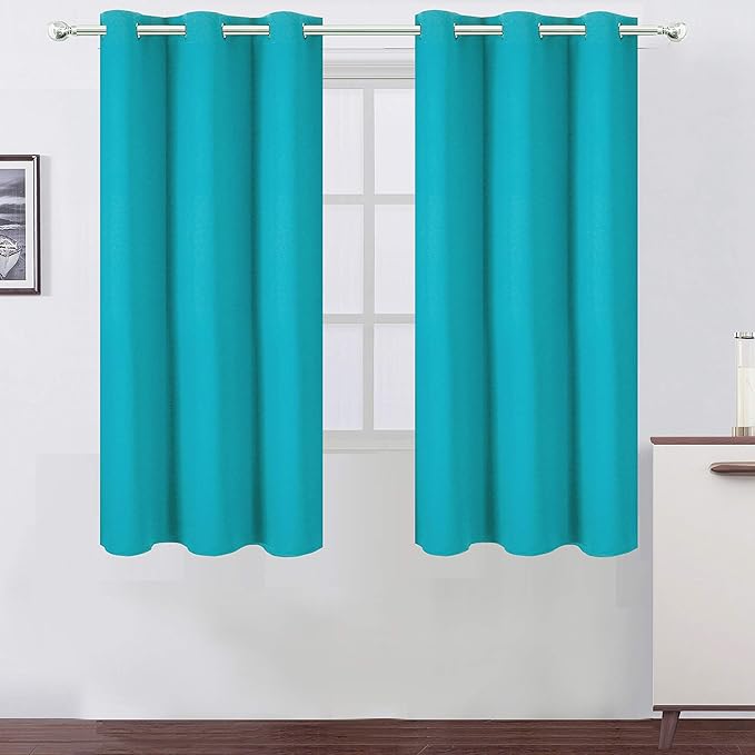 LEMOMO Teal Blackout Curtains 34 x 63 Inch Length/Set of 2 Curtain Panels/Thermal Insulated Room Darkening Blackout Curtains for Bedroom