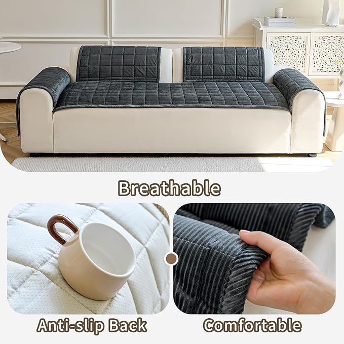 Couch Covers for Dogs Washable, Non Slip Couch Covers for Loveseat Sofa Pet Friendly, Soft Fuzzy Sofa Covers for Pet, Dog Couch Cover Furniture Protector(1PC,Dark Grey,27.6"x70.9")