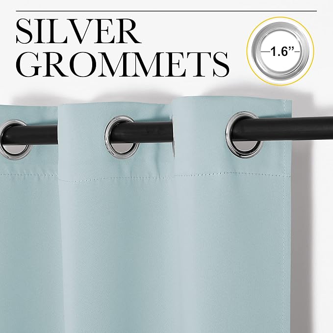 NICETOWN Modern Blackout Curtains Noise Reducing, Sky Blue, 2 Panels, W42 x L54, Thermal Insulated and Privacy Room Darkening Drape Panels for Boy's Guest Room Door Small Short Window
