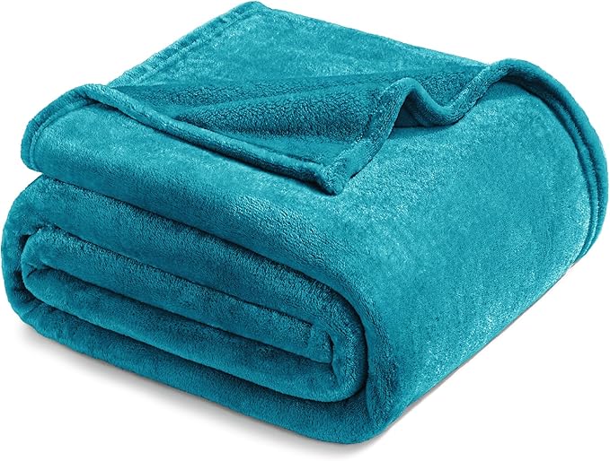 Exclusivo Mezcla Fleece Teal Throw Blanket for Couch, Sofa, Super Soft and Warm Blankets, All Season, Cozy, Plush, Lightweight, 50x60 Inches