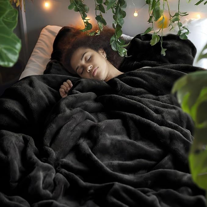 Bedsure GentleSoft Fleece Blanket California King Size Black - Lightweight Plush Fuzzy Cozy Soft Bed Blankets, 102x96 inches