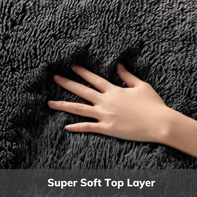 Ophanie Soft Fluffy Shaggy Rugs for Bedroom Living Room Dorm Nursery Home Decor Aesthetic,Color Charcoal,Size 5' x 8'