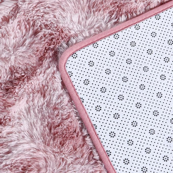 Deerhoo Large Shag Area Rugs 5 x 8, Tie-Dyed Plush Fuzzy Rugs for Living Room, Ultra Soft Fluffy Furry Rug for Bedroom, Indoor Carpet Nursery Rugs for Kids Room Home Decor, Pink Purple