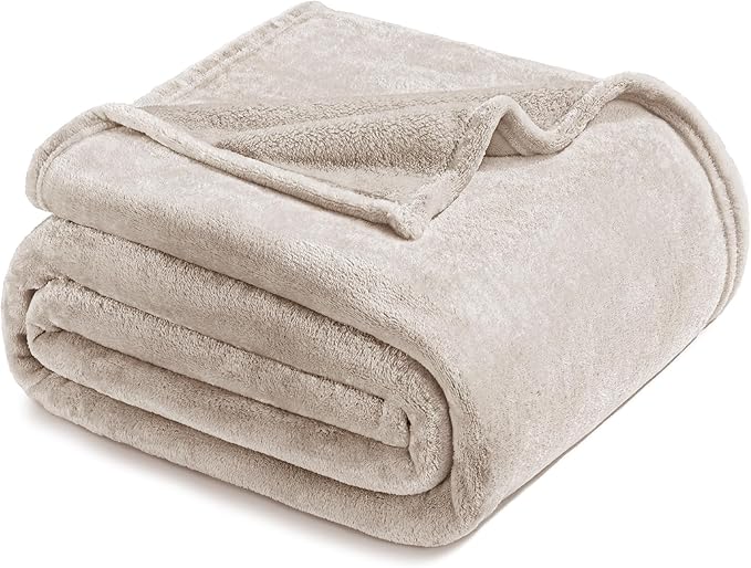 Exclusivo Mezcla Fleece Blanket King Size for Bed, Super Soft and Warm, All Season, Cozy, Plush, Lightweight, 90x104 Inches, Camel