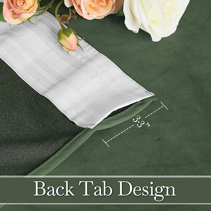 RYB HOME Elegant Green Velvet Curtains 84 inches Long, Light Blocking, Thermal Insulated, Stylish Velvet Drapes with Hook Belt for Cozy Home Aesthetics, 52" W x L96 L, 2 Panels Set