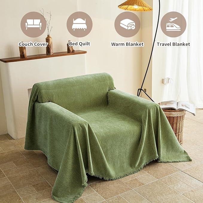 Armchair Couch Cover for Dogs 1 Cushion, Washable Recliner Covers Sofa Protector, Oversized Single Chair Covers, Accent Chair Couch Slipcovers, Pet Couch Cover Blanket Throws(71"x91", Green)