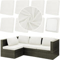 8Pcs Outdoor Cushion Covers,Patio Cushion Covers,Stretch Elastic Slipcovers,Replacement Washable Furniture Protector for Patio Couch,Jacquard Textured Twill Fabric(White,Cover Only)