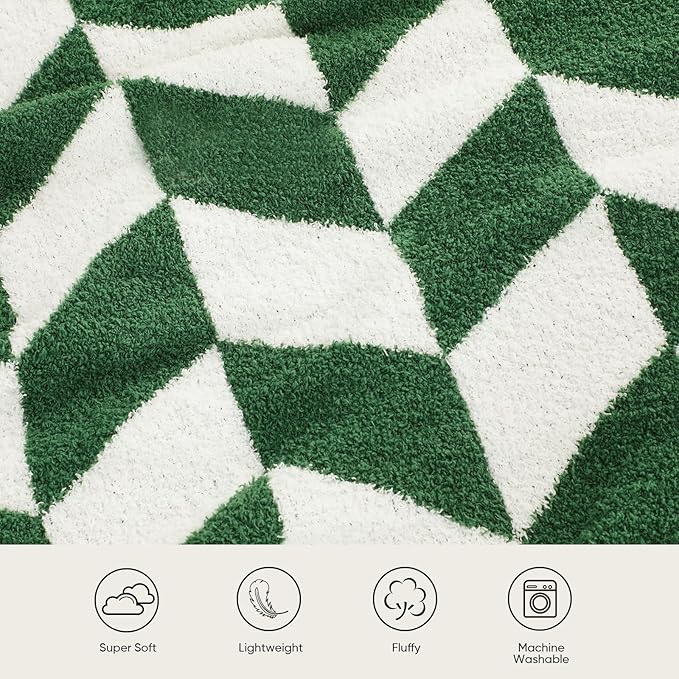 Snuggle Sac Christmas Green Throw Blanket for Couch, Super Soft Christmas Blankets Cozy Knit Fuzzy Plush Lightweight Throws for Sofa, Bed, Chevron Green,50x60 inches