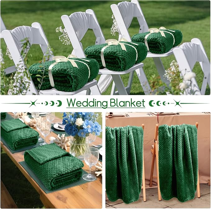 4 Pack Fleece Throw Blankets 50x60 Inches – 270 GSM Ultra Soft Flannel, Oeko-TEX Standard 100 Certified, Lightweight 3D Waffle Texture, No Shedding/Pilling, for Bed, Couch, Sofa, All Season (Green)