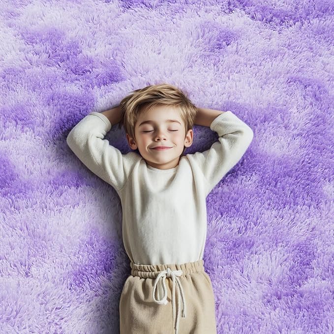 Small Rug Throw Rugs for Bedroom, Mini Area Rug, Fluffy Purple Carpet, Affordable Door Entryway Indoor Inside Front Entrance Dog 2x3 Mat, Home Decor Aesthetic(2 x 3, Purple Starry)