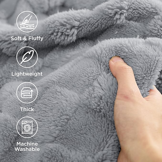 Bedsure GentleSoft Silver Grey Throw Blanket for Couch - Checkered Fleece Blankets Gifts for Kids Girls, Cute Soft Cozy Throw for Bedroom Home Decor Gifts, 50x60 Inches