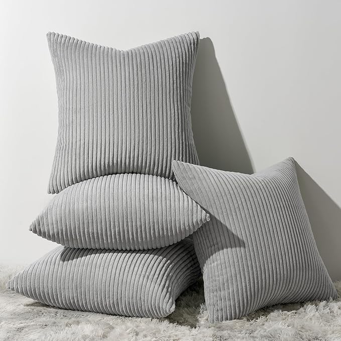Topfinel Decorative Grey Throw Pillow Covers Cushion Cases, Set of 4 Soft Velvet Modern Double-Sided Designs, Mix and Match for Home Decor, Pillow Inserts Not Included (16x16 inch)