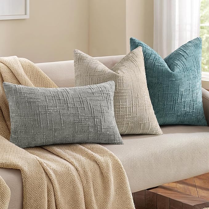 decorUhome Light Brown Chenille Euro Sham Throw Pillow Covers 22x22 Set of 2 Textured Soft Cozy Slubby Couch Pillow Covers Modern Farmhouse Boho Decorative Pillow Cases for Bed Sofa Living Room