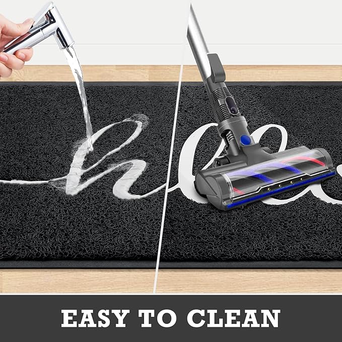 CozyBounty Door Mat Hello Mats Outdoor Indoor Non-Slip Doormat for Entryway Low-Profile Floor Mat for Yard, Garage, High Traffic Areas (32"x20", Black)