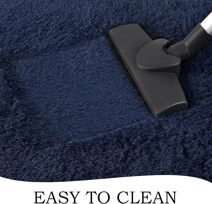 Chicrug Soft Runner Rugs for Bedroom Living Room Plush Fluffy Rug 2x7 Feet, Shag Furry Area Rug Carpet Non Shedding for Nursery Children Kids Girls Room Home Decorative, Navy Blue