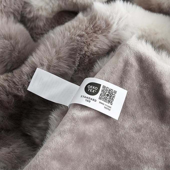 Cozy Bliss Faux Fur Throw Blanket for Couch, Fuzzy Soft Plush Thick Bubble Blanket for Sofa Bedroom Living Room, 50 * 60 Inches Tie-dye Taupe (Pack of 2)