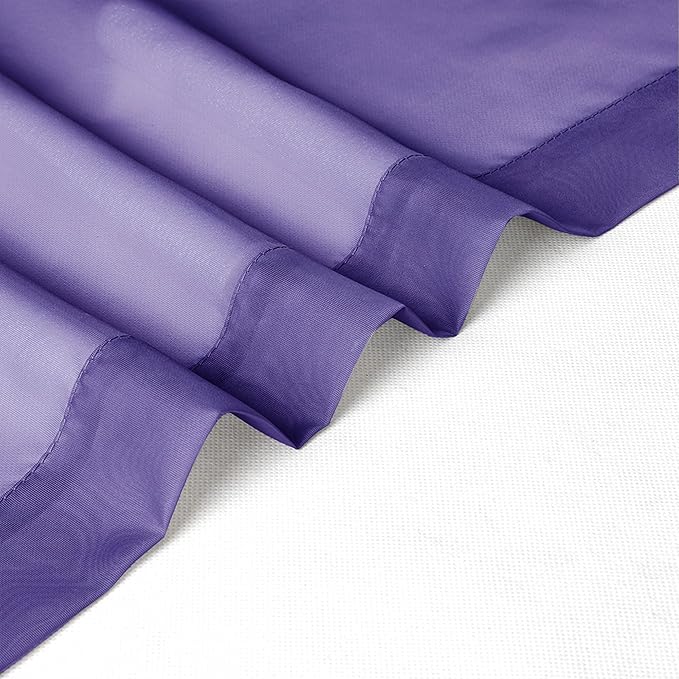 Chyhomenyc Purple Sheer Curtains 54 Inch Long 2 Panels, Light Filtering Rod Pocket Voile Short Curtains Drapes for Living Room Bedroom Small Windows, 42Wx54L Inches