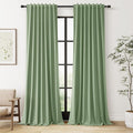 Guken Light Sage 100% Blackout Linen Curtains 96 Inch Length 2 Panels Set for Living Room Bedroom Back Tab/Rod Pocket Thermal Insulated Black Out Drapes Room Darkening Farmhouse Window Curtains