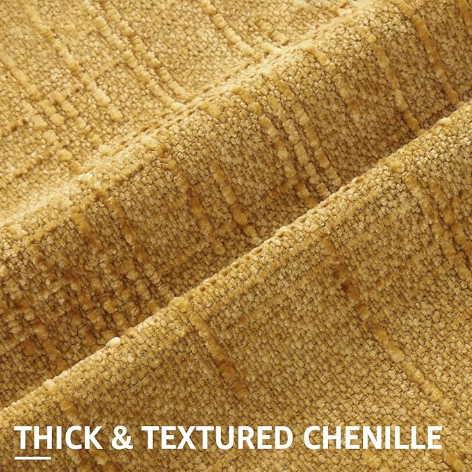 decorUhome Summer Mustard Yellow Chenille Throw Pillow Covers 18x18 Set of 2 Textured Soft Cozy Slubby Couch Pillow Covers Modern Farmhouse Boho Decorative Pillow Cases for Bed Sofa Living Room