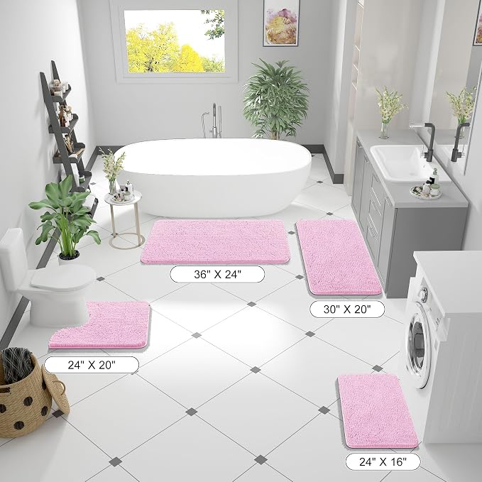 OLANLY Bathroom Rugs 47x24, Extra Soft Absorbent Chenille Bath Rugs, Rubber - Image 8