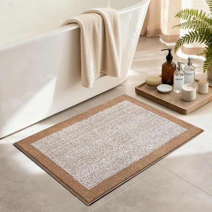 36x24 Large Bathroom Rugs Washable Non Slip, Coffee Bath Mat for Bathroom Floor Tub, Soft Absorbent Quick Dry Mats for Shower, Bathtub,Home Decor