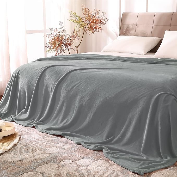 BEDELITE Fleece Blankets Queen Size Grey Throw Blankets for Bed, Luxury Plush Cozy Fuzzy Blanket 90x90 inches, Super Soft Warm Lightweight Throw Blanket All Seasons Suitable