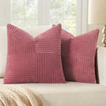 MIULEE Cranberry Red Decorative Throw Pillow Covers 18x18 Inch for Couch Bed Sofa Pack of 2 Boho Farmhouse Throw Pillows Soft Cross Corduroy Patchwork Textured Cushion Cases