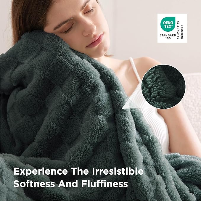 Bedsure GentleSoft Twin Blanket for Bed Dark Green - Super Soft Cozy Spring Blankets for Kids Girls, Cute Fuzzy Fleece Throws for Bedroom Couch, 60x80 Inches