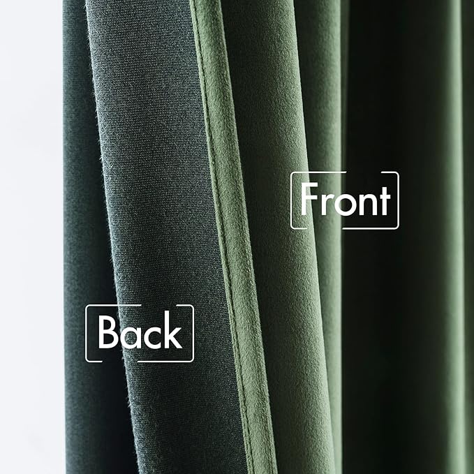MIULEE Velvet Curtains 96 inches 2 Panels - Luxury Blackout Curtains for Bedroom Living Room Thermal Insulated Super Soft Window Drapes Rod Pocket & Back Tab, Olive Green, W52 x L96 inches