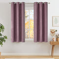 NICETOWN Short Faux Linen Greyish Purple Blackout Curtains 63 inches Long for Kitchen - Privacy Panels for Living Room Bedroom, Modern Farmhouse Style Easy Care Grommet Top, 2 Panels, W42 by L63
