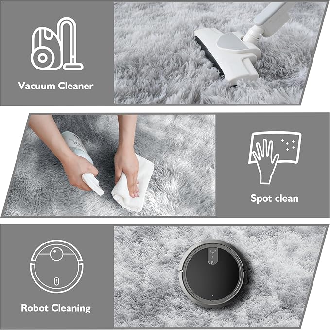 6x9 Fluffy Area Rug for Living Room,Shag Area Rugs for Bedroom,Soft Fuzzy Rug Non-Shedding Indoor Plush Carpet for Kids Bedroom Nursery Dorm Home Decor,Tie-Dyed Grey