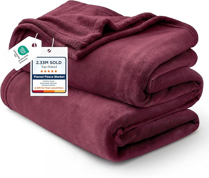 Bedsure GentleSoft Burgundy Red Fleece Blanket King Size - 280GSM Throw Blankets for Couch,Sofa,Bed, Soft Lightweight Plush Cozy Throws for Toddlers