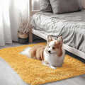 OLANLY 2x3 Machine Washable Small Bedside Rug, Soft Fluffy Shaggy Entryway Throw Rugs for Bedroom, Living Room, Indoor Floor Carpet for Kids Girls and Boys, Home Decor Aesthetic, Mustard Yellow