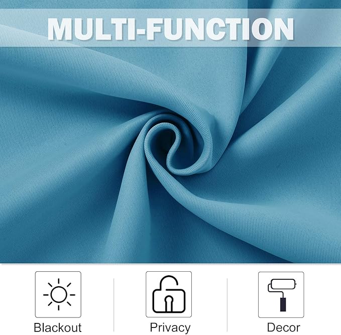 NICETOWN Thermal Insulated Blackout Window Curtains - Energy Efficient Home Decor Grommet-Top Short Curtains for Bedroom (42 by 36 1.2 inches Header, Teal Blue, 2 Packs)