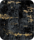 Washable Area Rugs 6ft Non-Slip Modern Abstract Soft for Living Room Entryway Bedroom Nursery, Print Pattern, Dark Black Gold