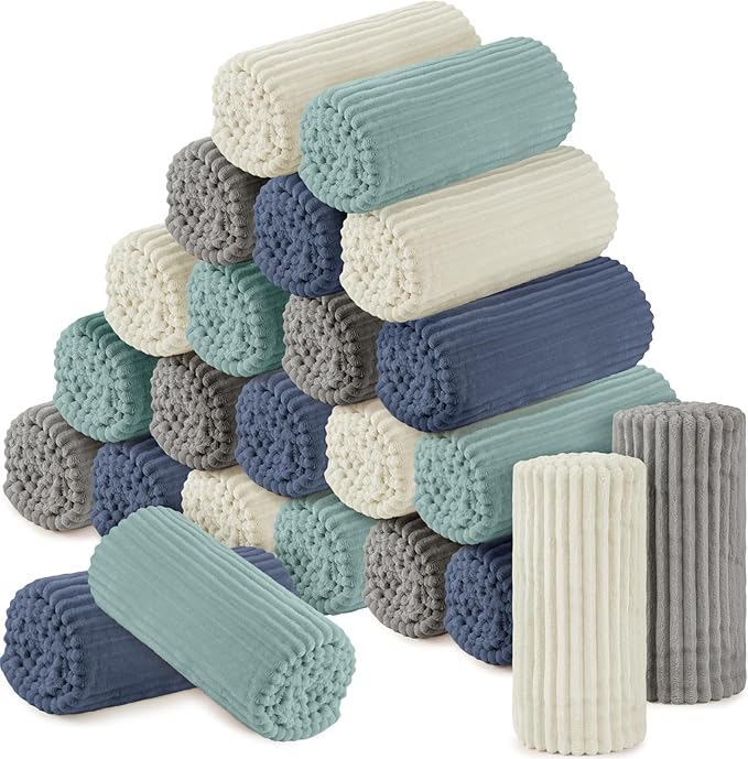 Buryeah 24 Pcs Flannel Throw Blanket Bulk 50 x 60 in Sleepover Blanket Outdoor Wedding Throw Lightweight, Oeko-tex Standard 100 Certified for Sofa Homeless Gifts (Morandi Colors)