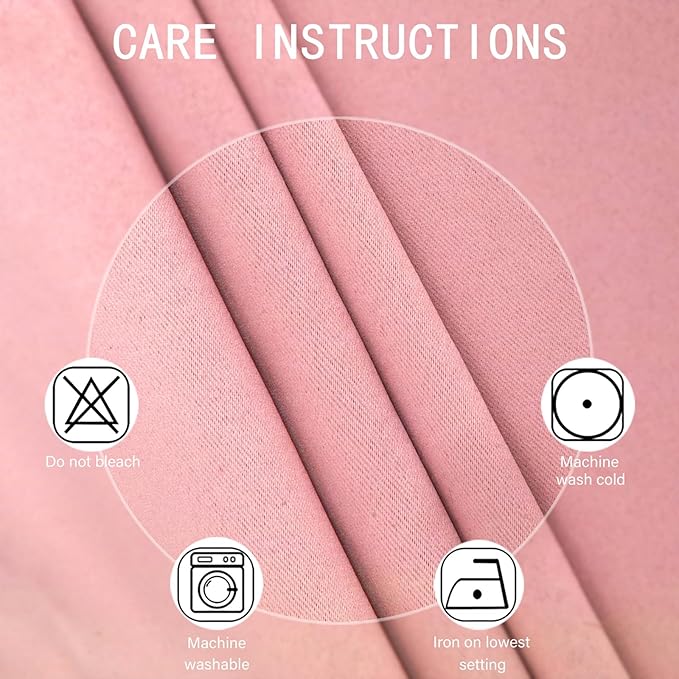 LEMOMO Blackout Curtains 66 x 54 Inch Long Pink Curtains Set of 2 Panels Room Darkening Curtains for Bedroom and Living Room