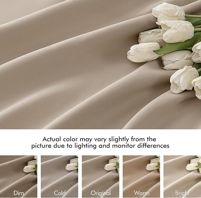 MIULEE Taupe Back Tab Blackout Curtains 120 Inch Long 2 Panels Set for Bedroom, Rod Pocket/Pinch Pleated Extra Long Thermal Insulated Living Room Darkening Light Blocking 10FT Drapes