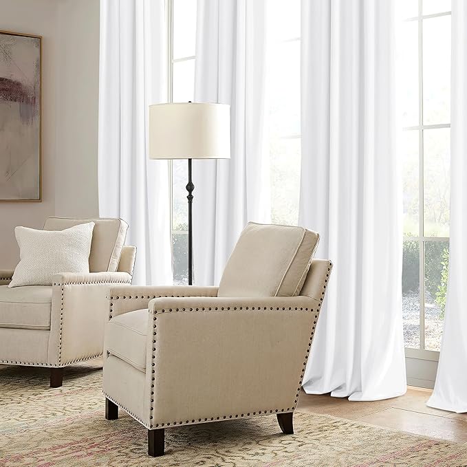 RYB HOME White Velvet Curtains 102 inches with Hook Belt, Soft Fabric Room Darkening Thermal Insulated Luxurious Home Decor Curtains for Living Room Bedroom, W 52" x L 102", 2 Panels Set