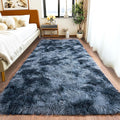 Pionblank Fluffy Runner Rugs for Bedroom 2x6, Modern Shaggy Area Rug for Hallway Living Room, Plush Soft Fuzzy Bedside Carpet for Kids Girls Boys Room Nursery Decor, Blue Grey
