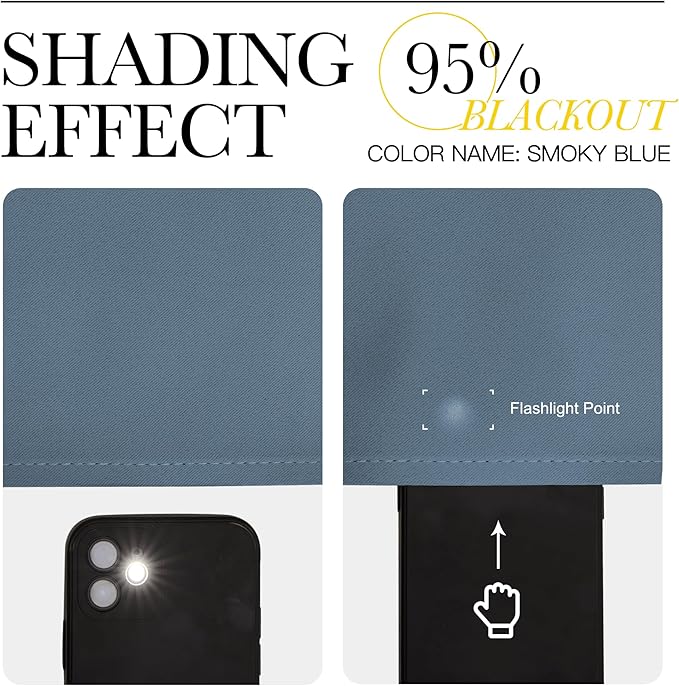 NICETOWN Window Curtains Blackout Drapes - Smoky Blue Energy Saving Blackout Draperies for Bedroom/Living Room (2 Panels, 52 inches Wide by 45 inches Long)